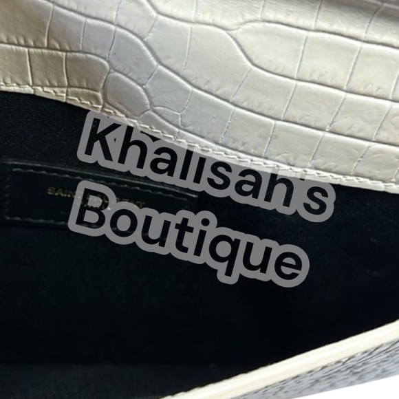 SAINT LAURENT YSL Crocodile Embossed Calfskin Uptown Monogram Clutch - Picture 10 of 14